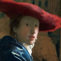 Johannes Vermeer, Dutch, 1632-1675, Girl with the Red Hat, c. 1665/1666, oil on pnael, painted surface: 22.87 x 18 cm (9x 7 1/16 in.), Andrew W. Mellon Collection, 1937.1.53, National Gallery of Art, Washington, D.C.