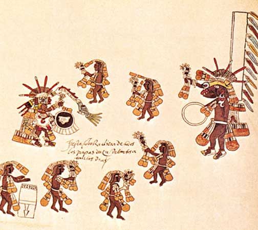 Aztec: Aztec people performing dance for Quetzalcóatl and Xolotl