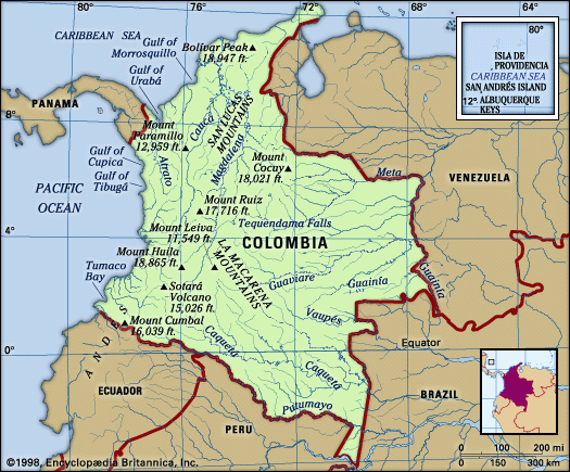 Physical features of Colombia