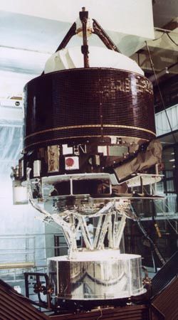 Giotto spacecraft at the Intespace test facility, Toulouse, France.