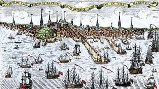 British ships in Boston Harbor