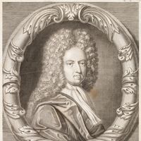 Daniel Defoe, engraving by M. Van der Gucht, after a portrait by J. Taverner, first half of the 18th century.