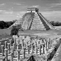 The Castillo (background) and a portion of the Colonnade, Chichén Itzá