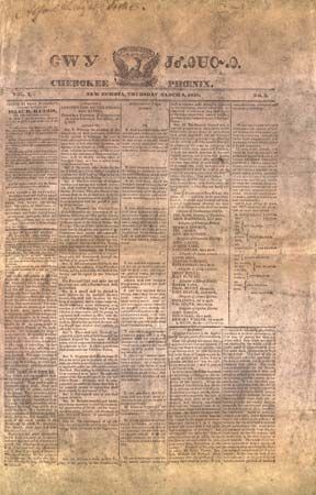 front page of the Cherokee Phoenix