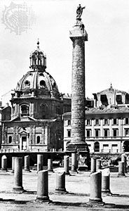 Trajan's Column, memorial with marble reliefs illustrating the two Dacian wars of 101–102 and 105–106; ad 106–113. In Trajan's Forum, Rome.