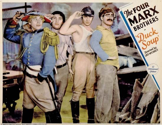 Marx Brothers on a lobby card for Duck Soup