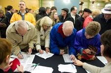 voters at an Iowa caucus