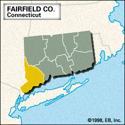 Locator map of Fairfield County, Connecticut.