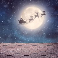 Santa Claus flying in his sleigh, christmas, reindeer