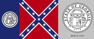 State flag of Georgia, U.S., from July 1, 1956, to January 31, 2001.