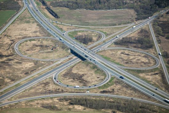 Aerial view of an expressway.