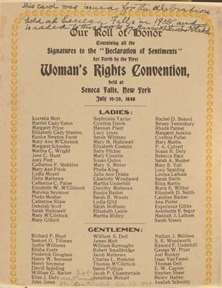 women's suffrage: Declaration of Sentiments, Seneca Falls