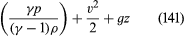 Formula that shows the constant along a streamline for a steady compressible flow of gases.