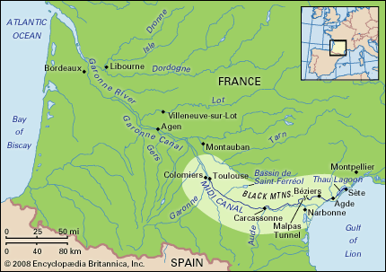 Map of the Canal du Midi