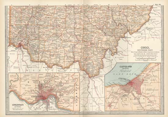 map of southern Ohio c. 1900 from the 10th edition of the Encyclopædia Britannica