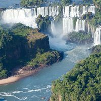 Aerial view of Iguacu Falls, Argentina. (Iguassu Falls, Iguazu Falls)