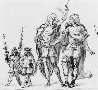 Design by Inigo Jones for a procession in The Masque of Augures