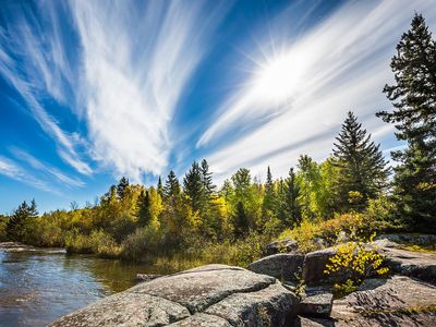 feathery cirrus clouds over Pinawa Dam Provincial Park