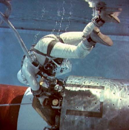 Buzz Aldrin during underwater zero-gravity training