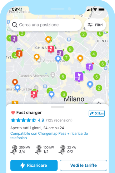 2. Quando sei alla stazione di ricarica, collega l'auto elettrica e vai su 