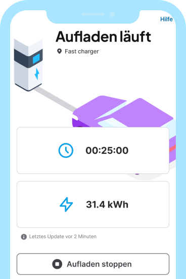 4. Verfolgen Sie den Fortschritt Ihrer Aufladung in Echtzeit und stoppen Sie sie jederzeit.