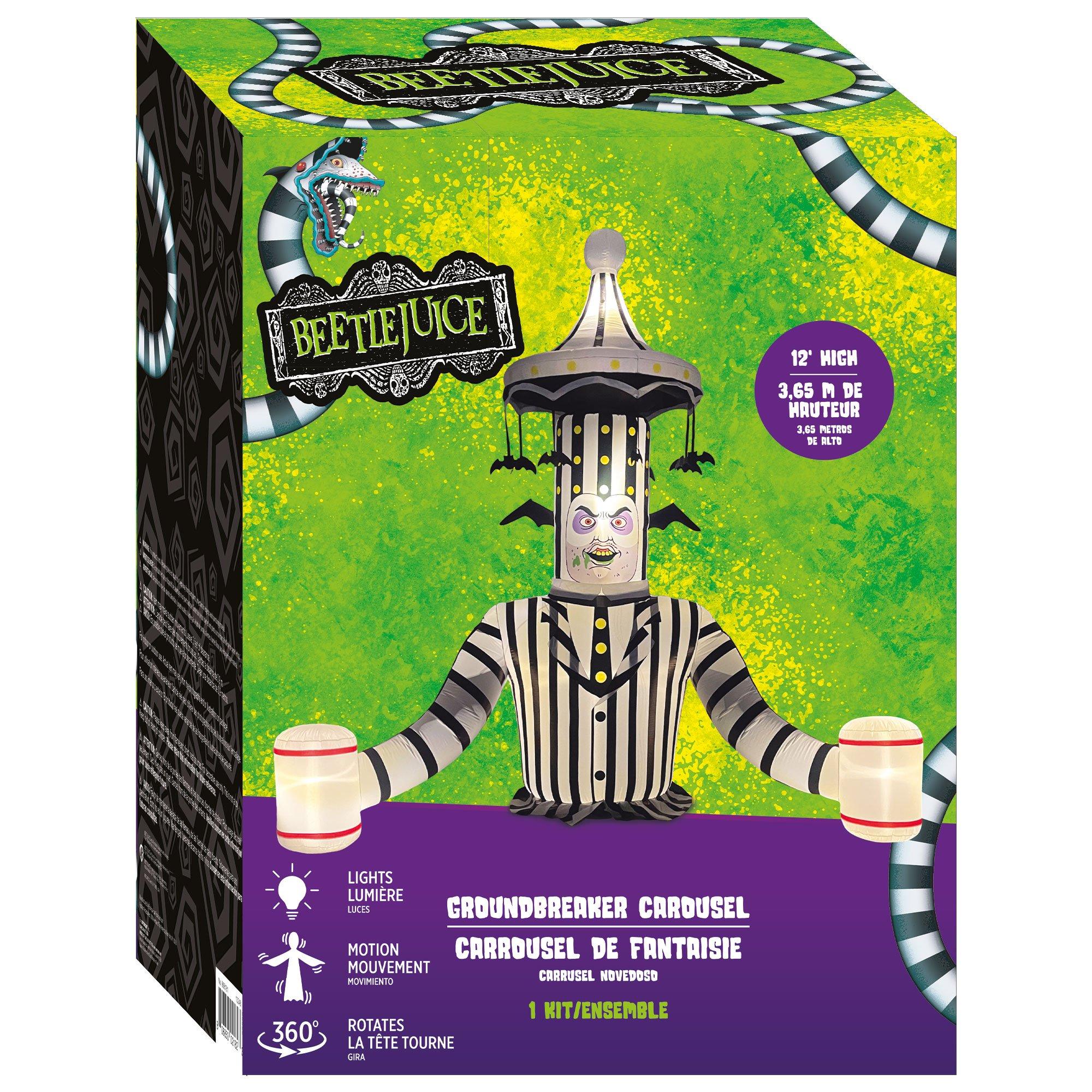 Inflatable Beetlejuice Carousel Ground Breaker, 12ft - Halloween Decoration