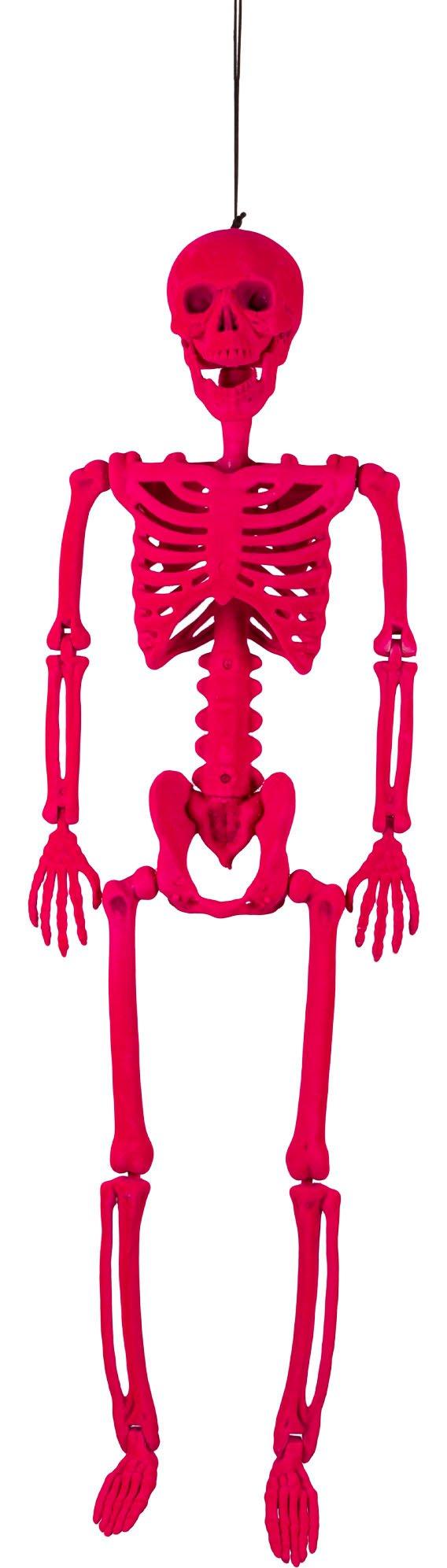 Neon Black Light Reactive Flocked Skeleton Hanging Decoration, 36in