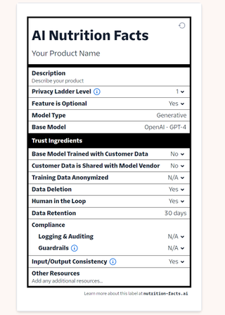 AI Nutrition Facts