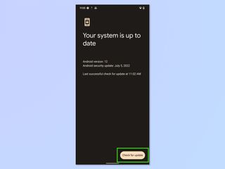 A screenshot showing the steps required to update Android