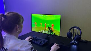 An Fnatic player plays a match of Valorant on the Sony Inzone M10S at Gamescom 2024.