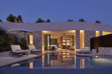 room view from the outside at Mandarin Oriental Costa Navarino