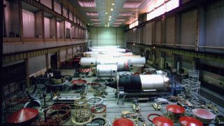 Cyclone and Zenith rockets assembled in the Yuzhmash factory, Dnipro, USSR.