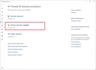 Microsoft Defender Firewall private network