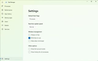 Task Manager settings