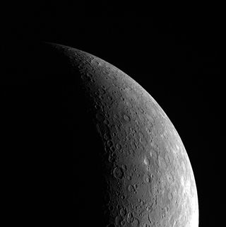 Mercury displays a beautiful crescent shape in this image, acquired as the MESSENGER spacecraft floated high above Mercury's southern hemisphere. On the left side, the terminator divides day from night. On the right side is the sunlit limb, separating Mer