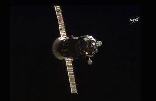 Russia's robotic Progress 60 cargo vessel approaches the International Space Station on July 5, 2015.