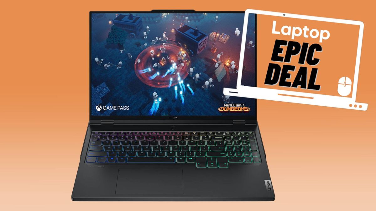 Black Legion Pro 7i Gen 9 RTX 4090 gaming laptop against orange gradient background