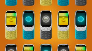 The Nokia 3210 on an orange background