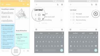 Google Keep add list