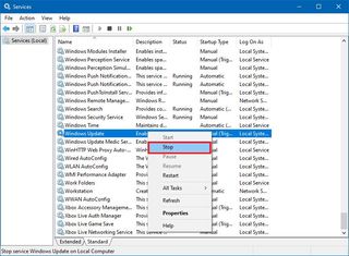 Stop Windows Update service