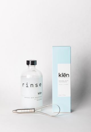 klen silver tongue scraper and mouthwash