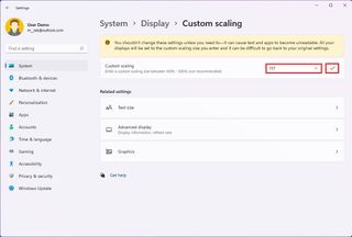 Custom display scale settings