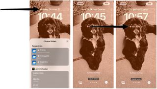 Tap the date at the top to choose a different top widget. Choose Add widget to add widgets to your Lock Screen. You can add up to four widgets of various sizes.