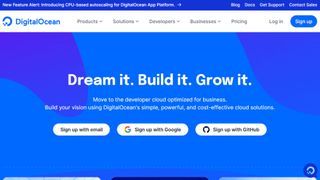 DigitalOcean website screenshot.