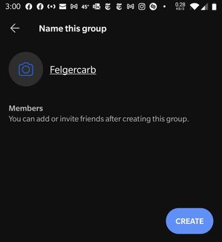 A screenshot of the group naming screen in the Signal Android app.