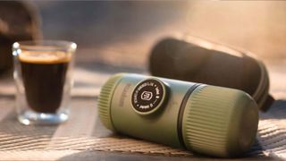 Wacaco Nanopresso in Green with an espresso