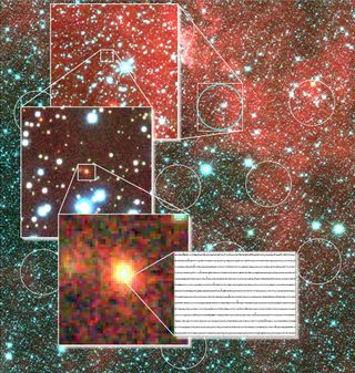 Multiple telescopes are required to nail down the location of an FRB, which have a characteristic signal shown in the insert "waterfall plot."