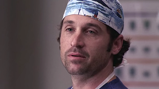 Patrick Dempsey looks unhappy as Derek Shepherd on Grey&#039;s Anatomy.