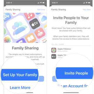 Set Up Family Sharing iOS 15: Tap Set Up Your Family