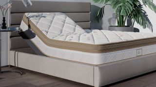 The Saatva Solaire Adjustable Mattress, shown here with the head raised, is on sale every month for up to $500 off